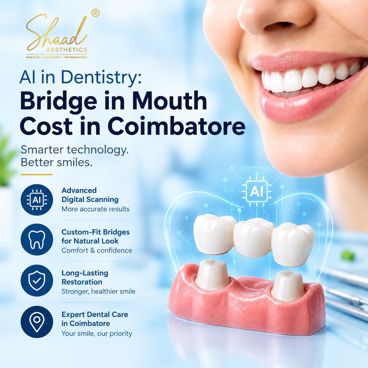 AI in Dentistry: Bridge in Mouth Cost in Coimbatore